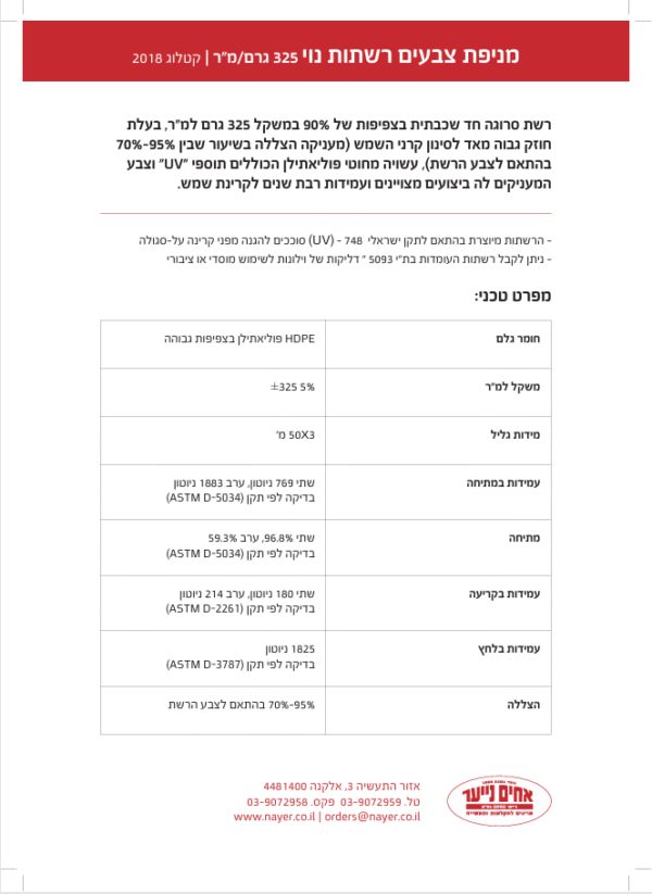 ⁦רשת צל פרימיום 325 ג"ר 50X3 בגלילים⁩ – תמונה ⁦5⁩